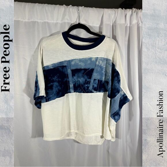 FREE PEOPLE PATCHWORK OVERSIZED TSHIRT NEW XS - Picture 1 of 4
